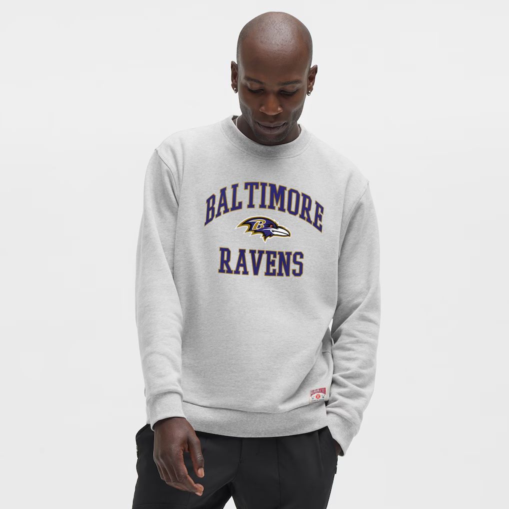 Men 2026 NFL Baltimore Ravens grey round-neck sweatshirt style 01